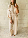 Beige One Shoulder Jumpsuit
