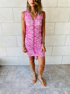 Pink Mesh Ruche Dress