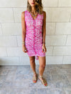 Pink Mesh Ruche Dress