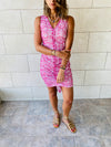 Pink Mesh Ruche Dress