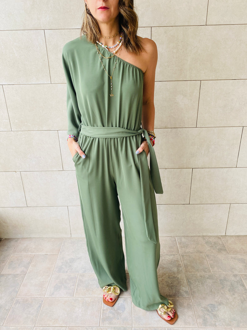 Olive One Shoulder Jumpsuit