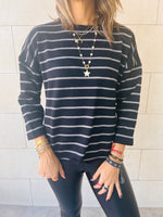 The Black Striped Knit Pullover