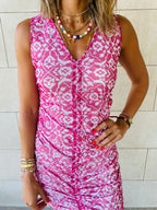 Pink Mesh Ruche Dress