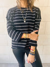 The Black Striped Knit Pullover