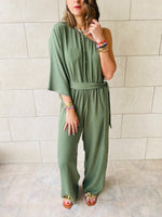 Olive One Shoulder Jumpsuit
