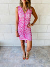 Pink Mesh Ruche Dress