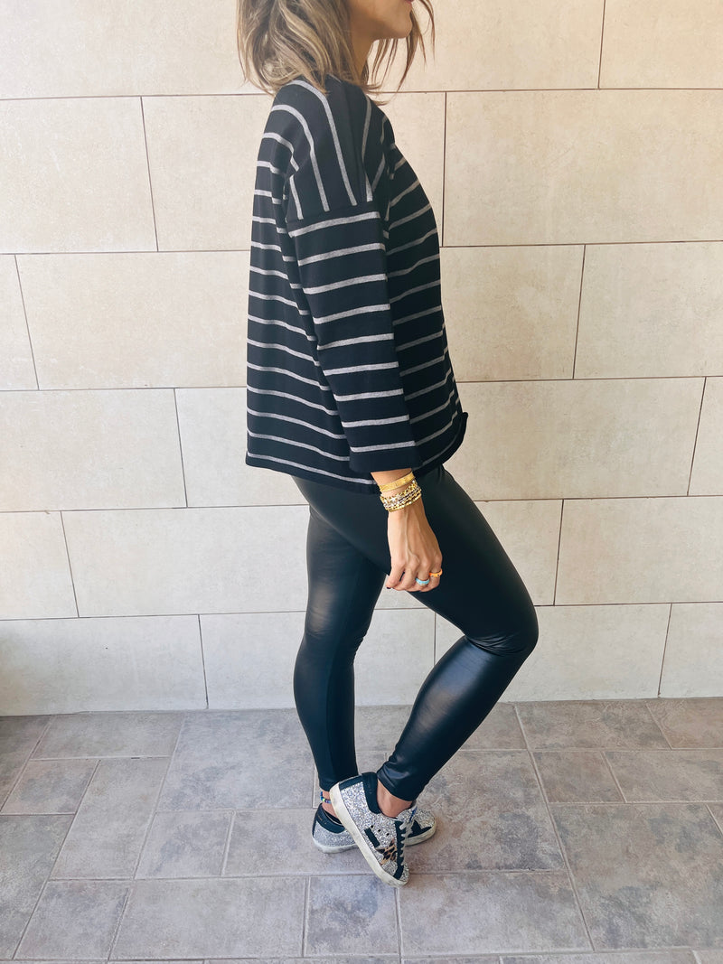 The Black Striped Knit Pullover