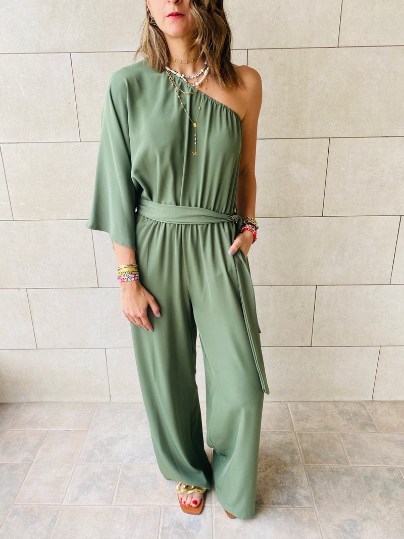Olive One Shoulder Jumpsuit