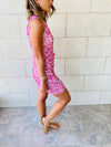 Pink Mesh Ruche Dress