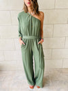 Olive One Shoulder Jumpsuit