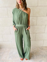 Olive One Shoulder Jumpsuit