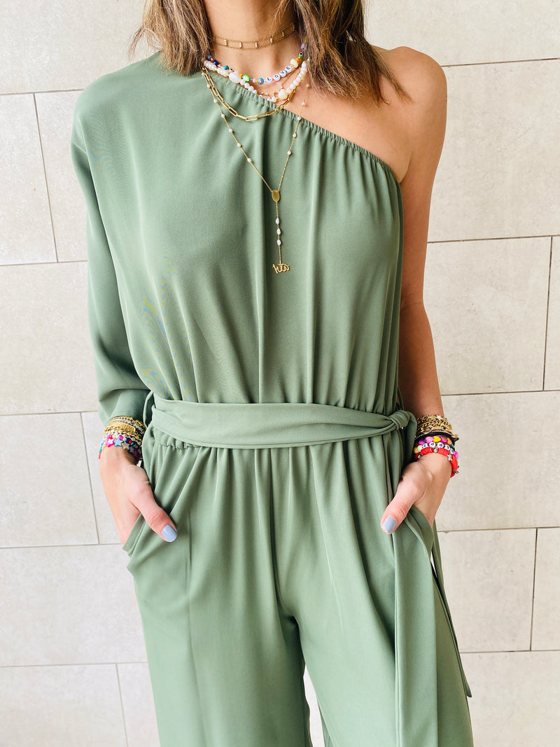 Olive One Shoulder Jumpsuit