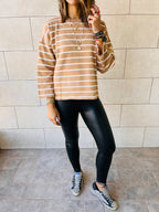 The Beige Striped Knit Pullover