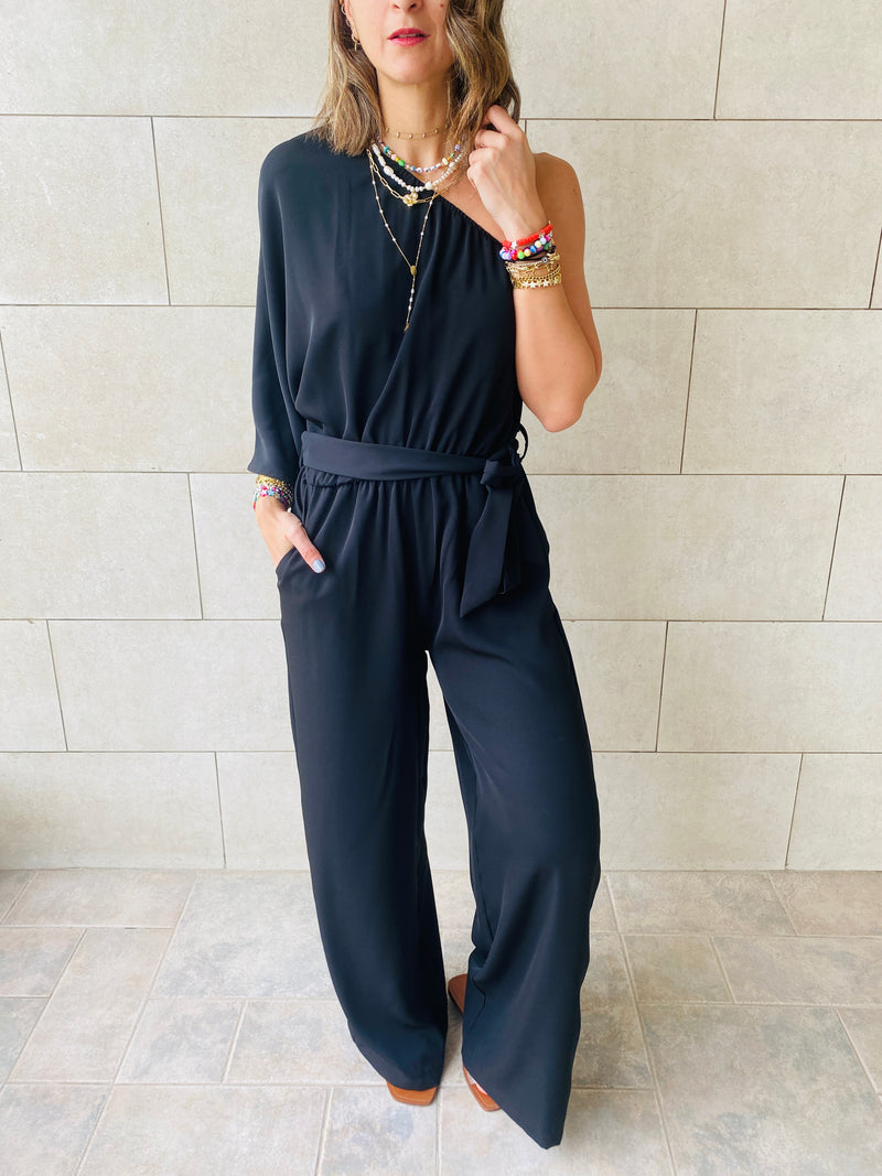 Black One Shoulder Jumpsuit