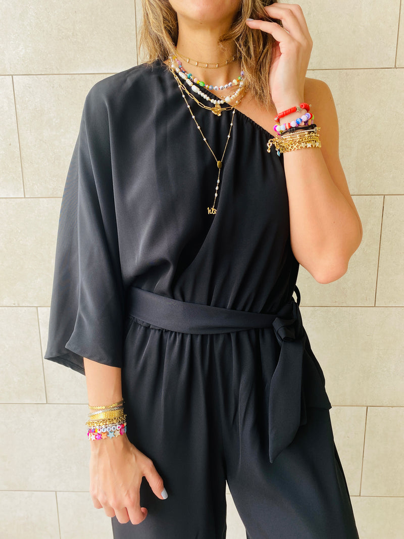 Black One Shoulder Jumpsuit