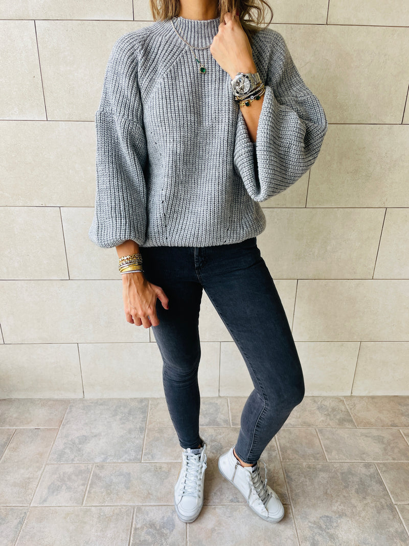 Grey Blossom Pullover