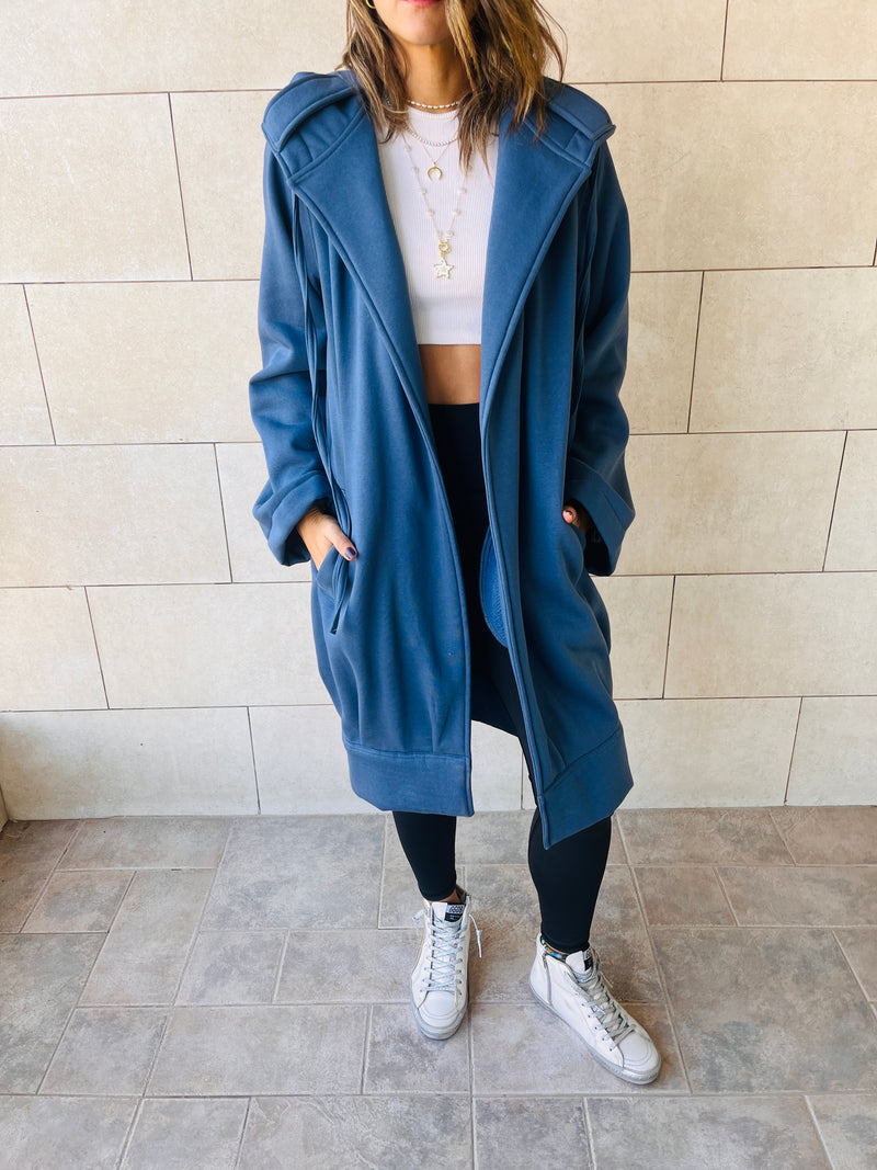 The Blue Milted Hoodie Coat
