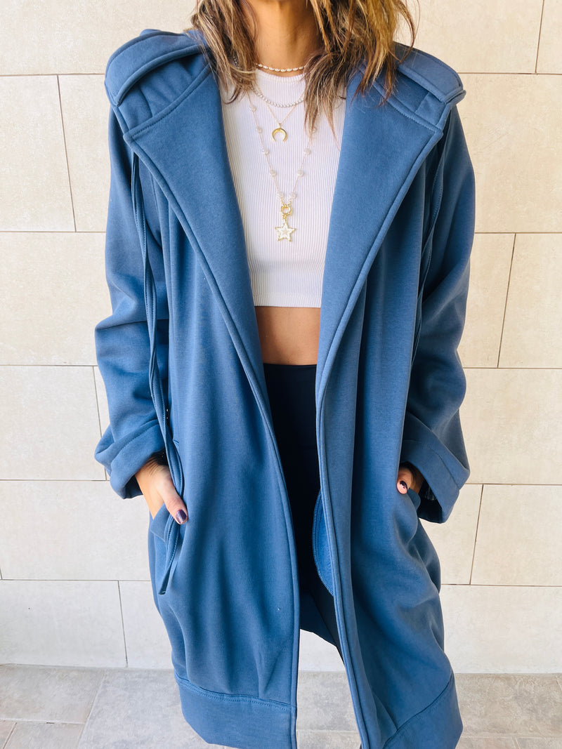 The Blue Milted Hoodie Coat