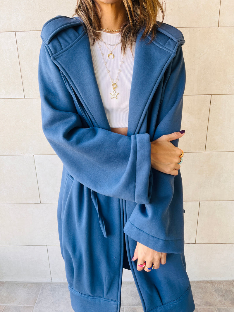 The Blue Milted Hoodie Coat