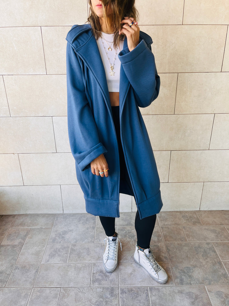 The Blue Milted Hoodie Coat