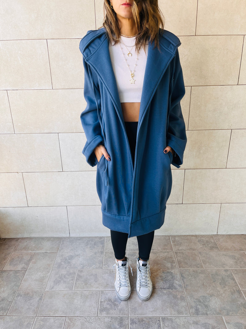 The Blue Milted Hoodie Coat