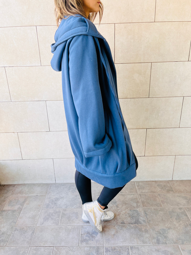 The Blue Milted Hoodie Coat