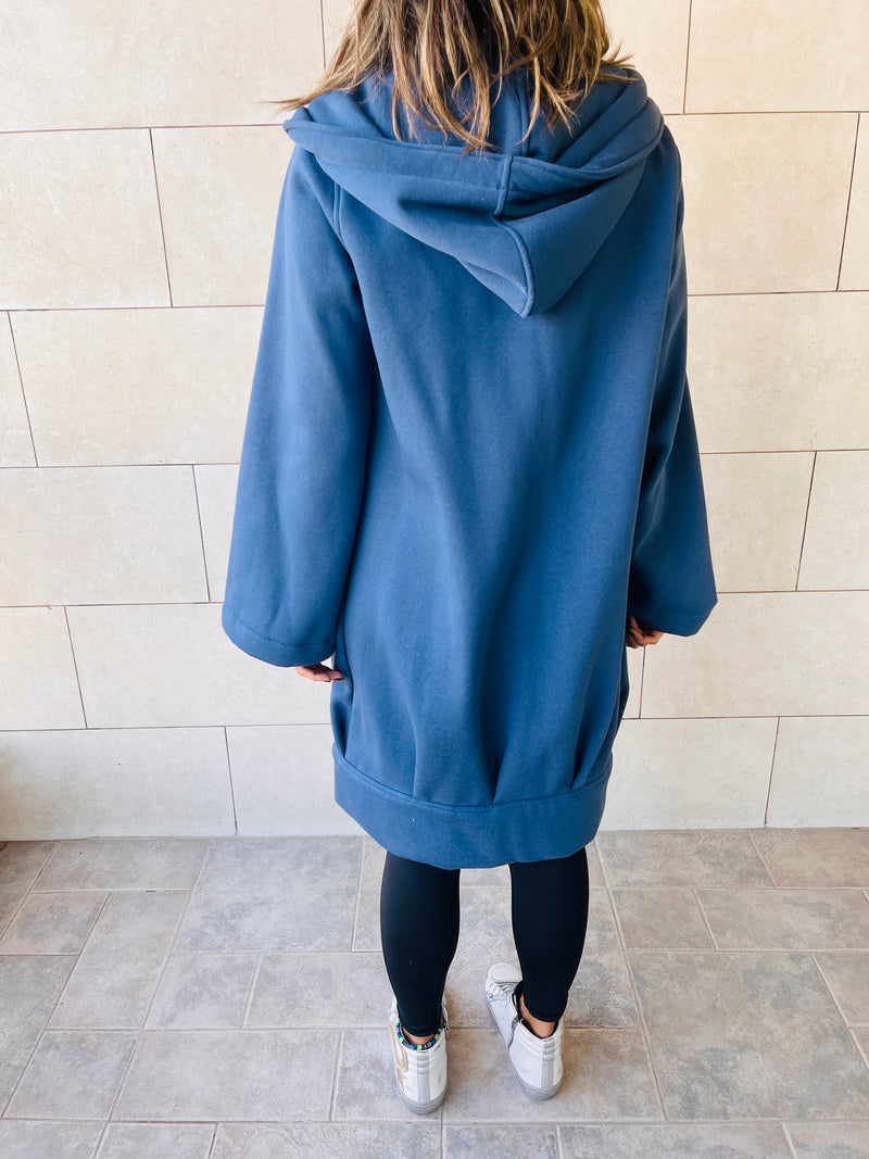 The Blue Milted Hoodie Coat