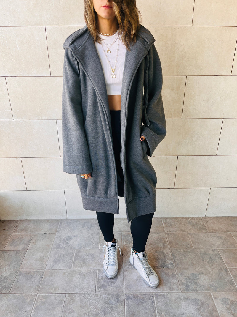 The Grey Milted Hoodie Coat