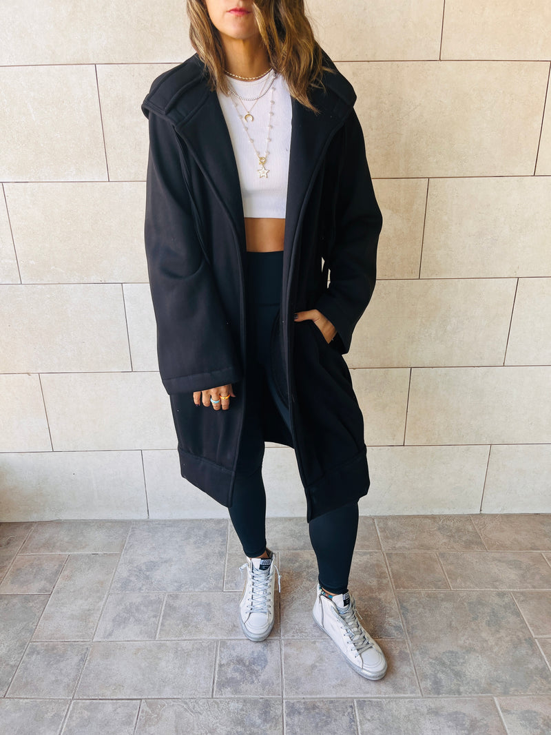 The Black Milted Hoodie Coat