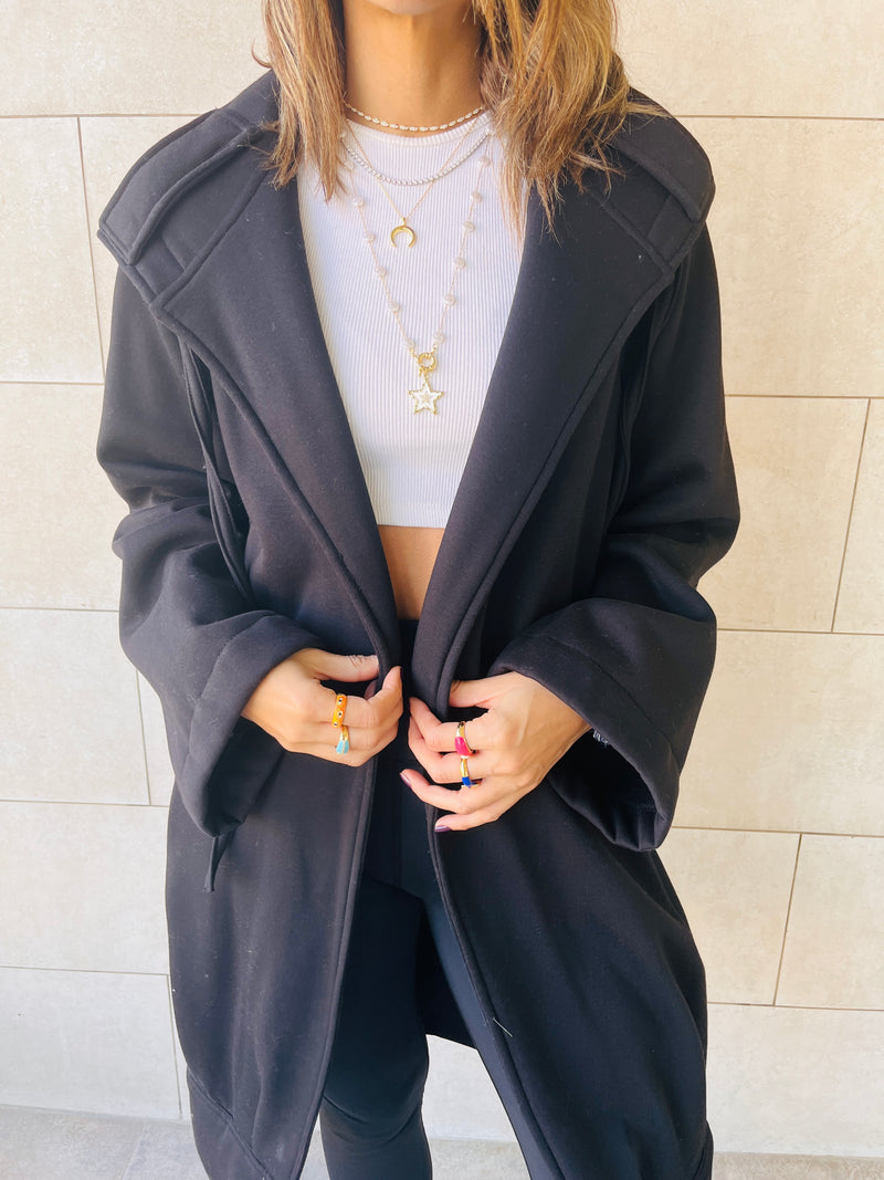 The Black Milted Hoodie Coat