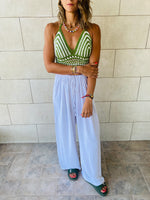 Green Striped Crochet Top