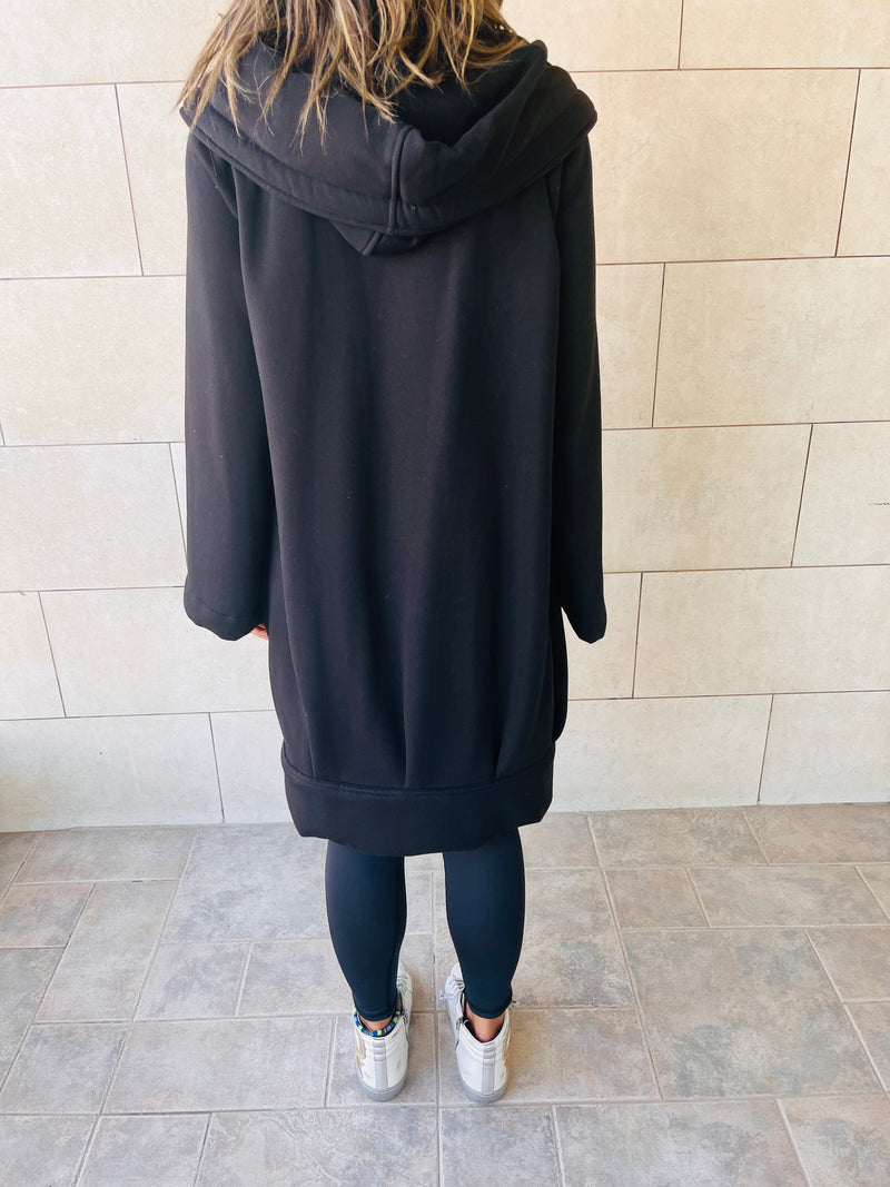 The Black Milted Hoodie Coat