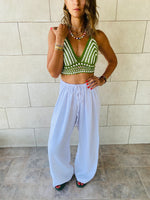 Green Striped Crochet Top