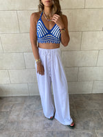 Blue Striped Crochet Top