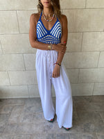 Blue Striped Crochet Top