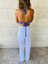 Blue Striped Crochet Top