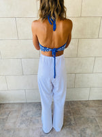 Blue Striped Crochet Top