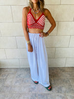 Burgundy Striped Crochet Top