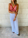 Burgundy Striped Crochet Top