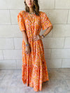 Orange Paisley Tiered Dress