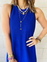 Blue Heavy Knit Sleeveless Dress