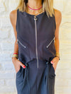 Sleeveless Zip Up Dress