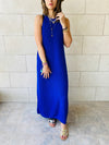 Blue Heavy Knit Sleeveless Dress