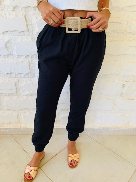 Black Belted City Pants