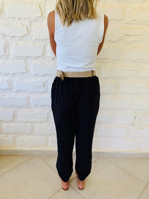 Black Belted City Pants