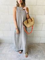 Beige Heavy Knit Sleeveless Dress
