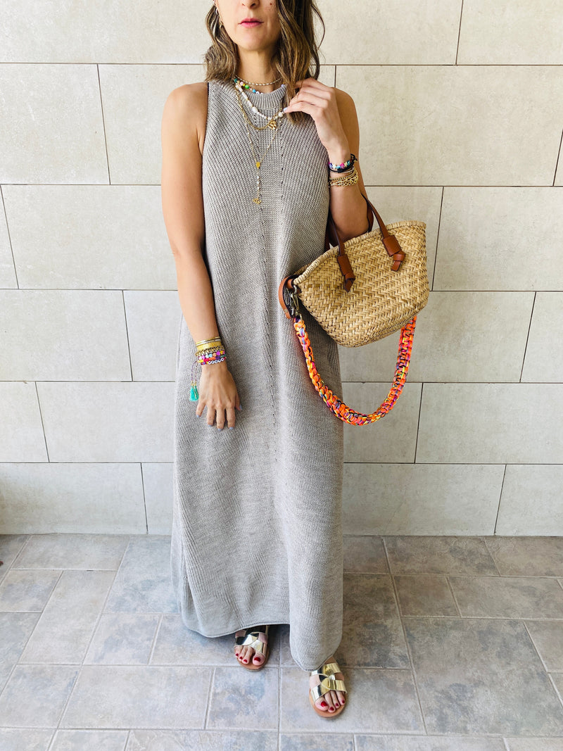Beige Heavy Knit Sleeveless Dress