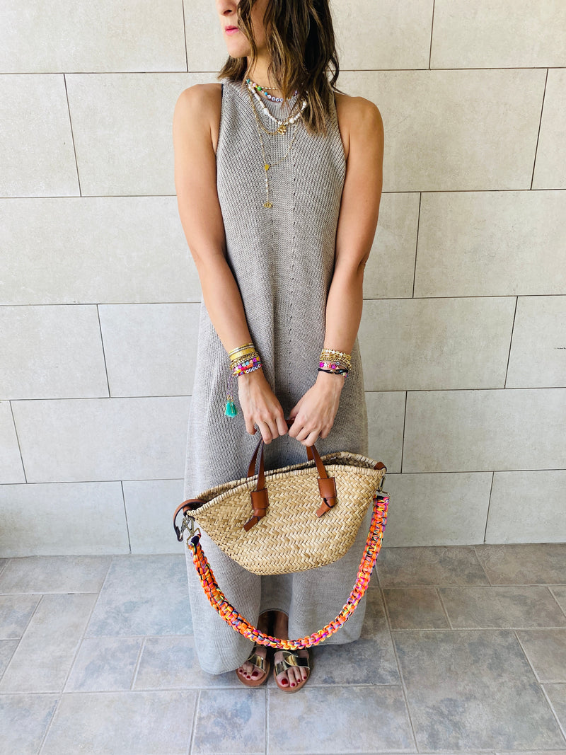 Beige Heavy Knit Sleeveless Dress