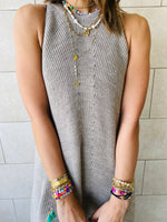 Beige Heavy Knit Sleeveless Dress