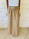 Beige Belted City Skirt